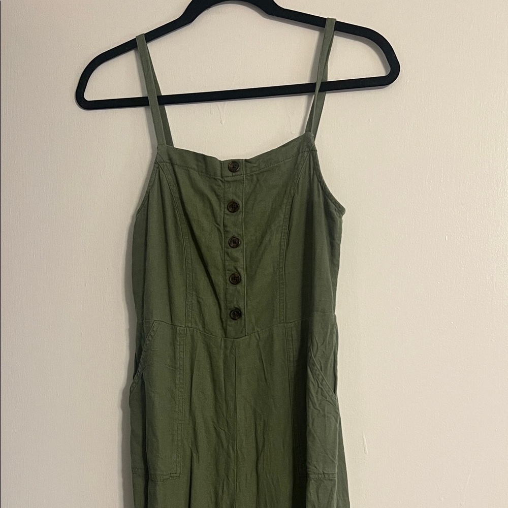 Old Navy Olive Green Cropped Jumpsuit